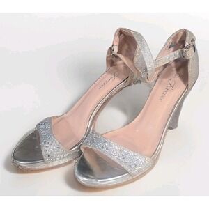 Forever Women's Silver Rhinestone High Heel Ankle Strap 4" Open Toe Club Party